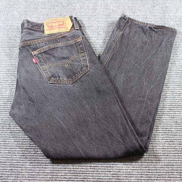 Levi's 501 Jeans Men's 34x32 Black Button Fly Straight Vintage Fade - Picture 11 of 11